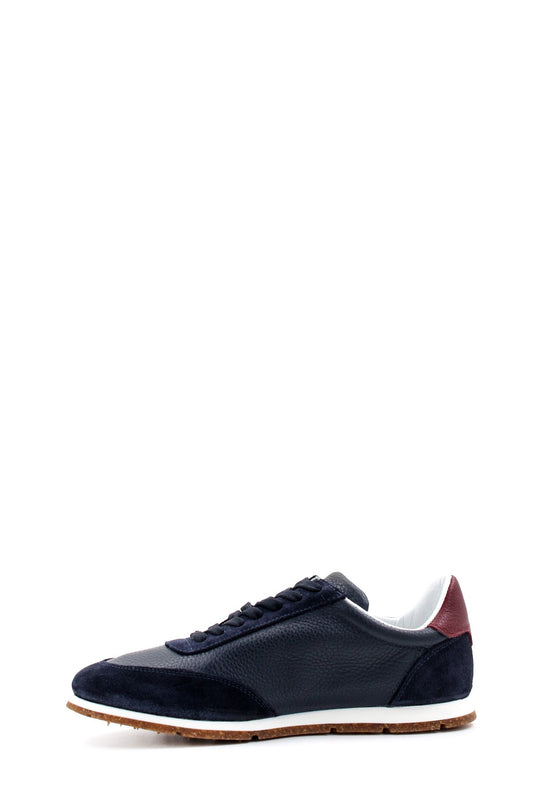 KOALA SYDNEY Men's Navy Leather and Suede Sneakers with Gum Sole