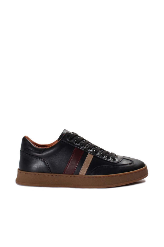 KOALA SYDNEY  Men's Black Leather Stripe Sneakers-Wessi