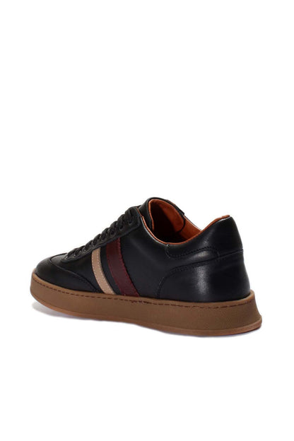 KOALA SYDNEY  Men's Black Leather Stripe Sneakers-Wessi