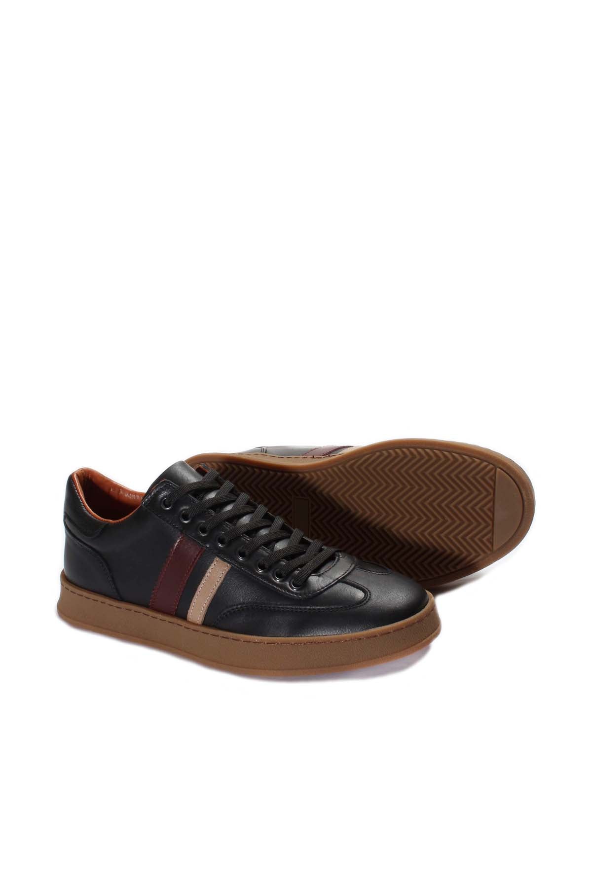 KOALA SYDNEY  Men's Black Leather Stripe Sneakers-Wessi