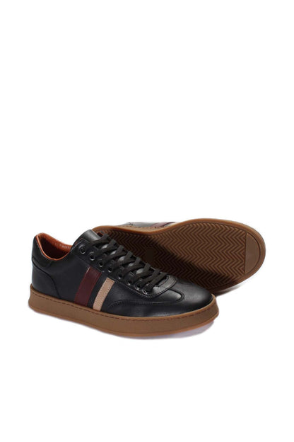 KOALA SYDNEY  Men's Black Leather Stripe Sneakers-Wessi