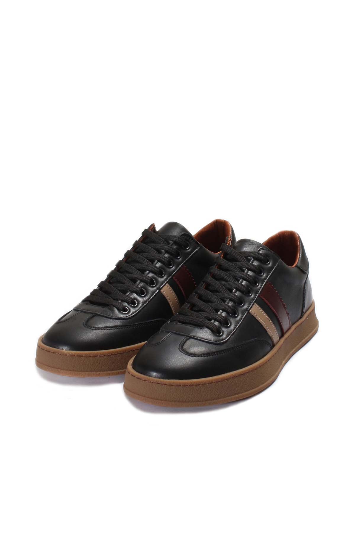 KOALA SYDNEY  Men's Black Leather Stripe Sneakers-Wessi