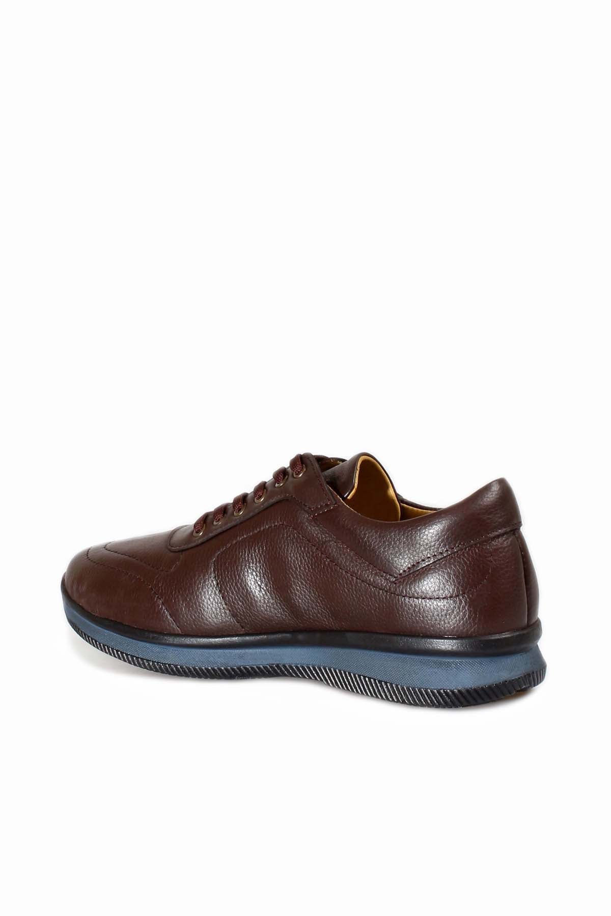 KOALA SYDNEY Men's Brown Leather Casual Sneakers with Blue Sole