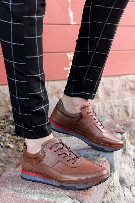 KOALA SYDNEY  Brown Leather Lace-Up Sneakers Wessi
