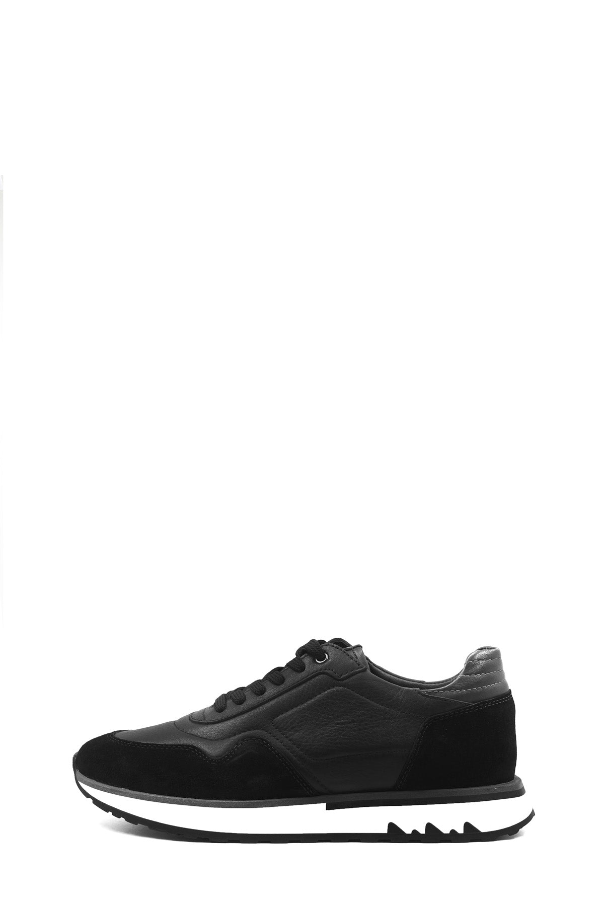 KOALA SYDNEY Men's Black Leather and Suede Sneakers with White Sole