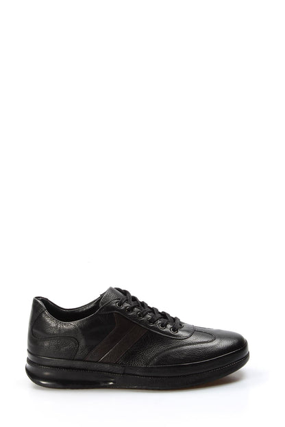 KOALA SYDNEY Men's Black Leather Sneakers with Padded Collar and Cushioned Sole