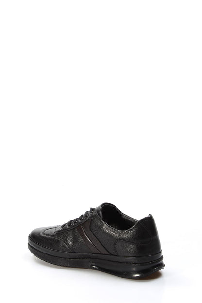 KOALA SYDNEY Men's Black Leather Sneakers with Padded Collar and Cushioned Sole