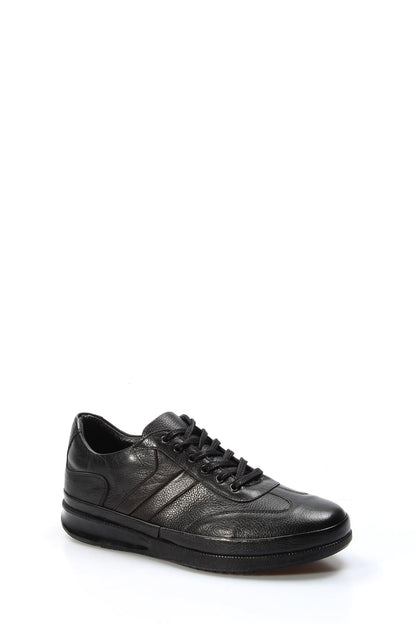 KOALA SYDNEY Men's Black Leather Sneakers with Padded Collar and Cushioned Sole