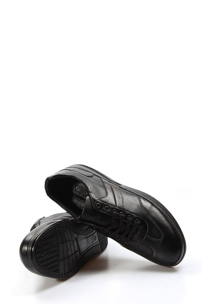 KOALA SYDNEY Men's Black Leather Sneakers with Padded Collar and Cushioned Sole