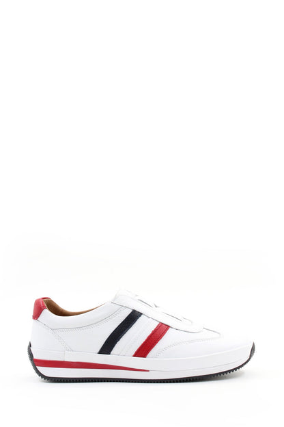 KOALA SYDNEY  White Leather Striped Slip-On Sneakers Wessi