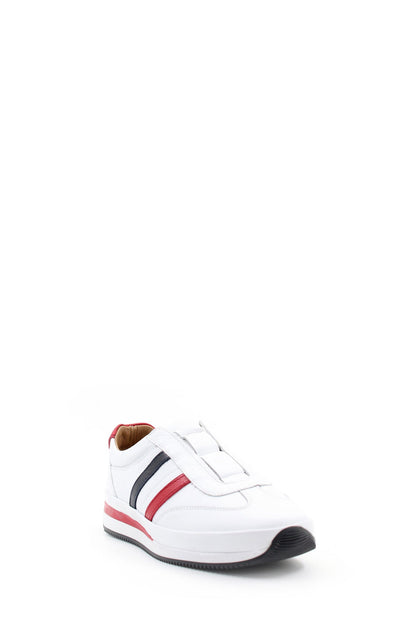 KOALA SYDNEY  White Leather Striped Slip-On Sneakers Wessi