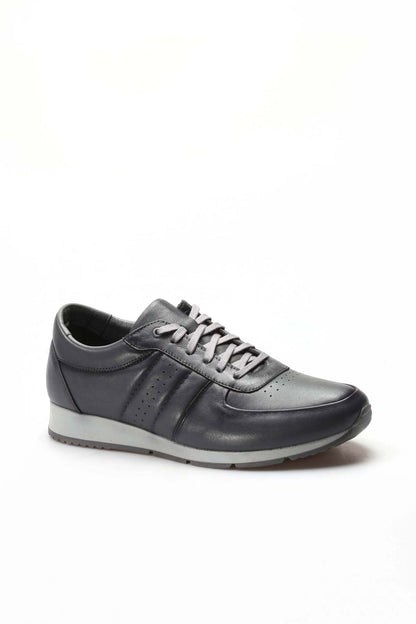KOALA SYDNEY  Men's Gray Leather Low-Top Sneakers with Contrast Sole
