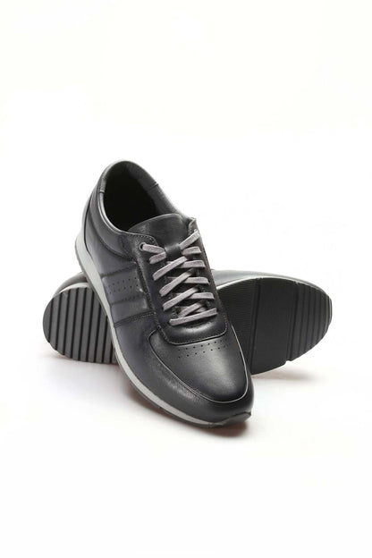 KOALA SYDNEY  Men's Gray Leather Low-Top Sneakers with Contrast Sole