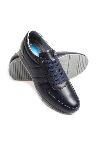 KOALA SYDNEY  Men's Navy Leather Sneakers with Contrast Sole -