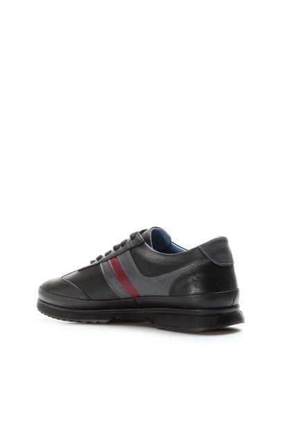 KOALA SYDNEY Men's Dark Brown Leather Sneakers with Burgundy Stripe