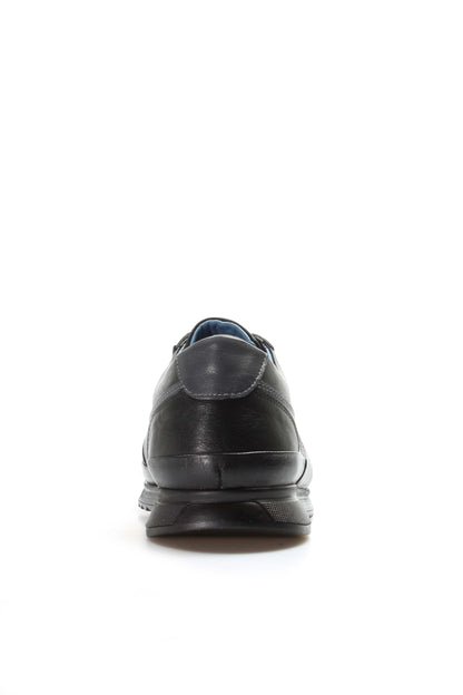 Men's Dark Brown Leather Sneakers with Burgundy Stripe