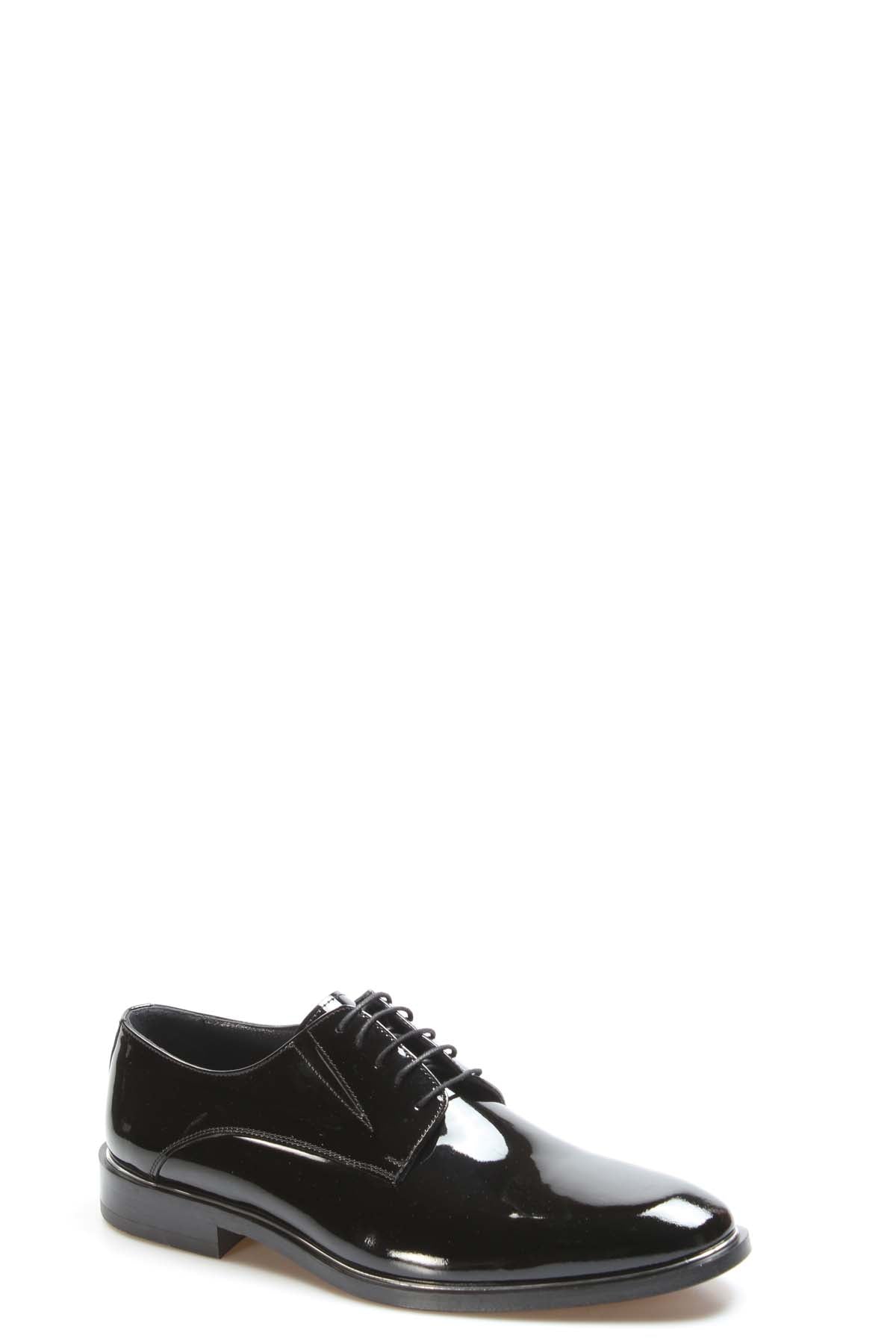 KOALA SYDNEY Men's Black Patent Leather Lace-Up Oxfords with Sleek Finish