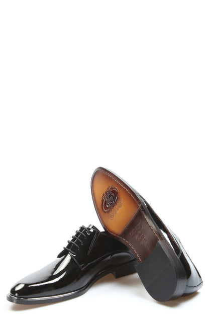KOALA SYDNEY Men's Black Patent Leather Lace-Up Oxfords with Sleek Finish