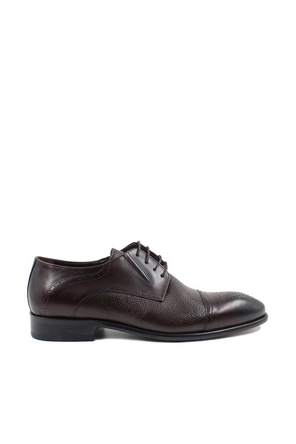 KOALA SYDNEY  Men's Brown Leather Oxford Shoes with Textured Finish and Brogue Detailing -