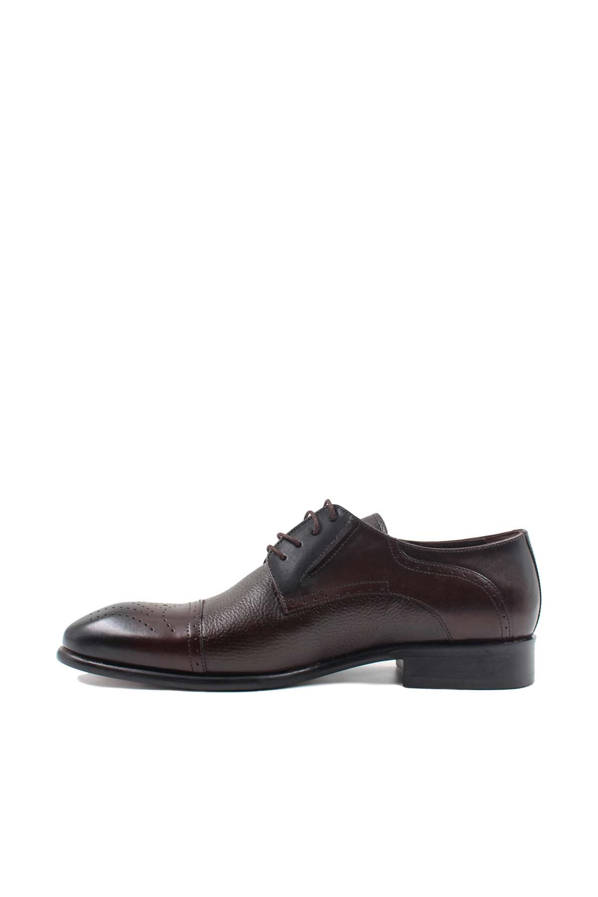 KOALA SYDNEY  Men's Brown Leather Oxford Shoes with Textured Finish and Brogue Detailing -