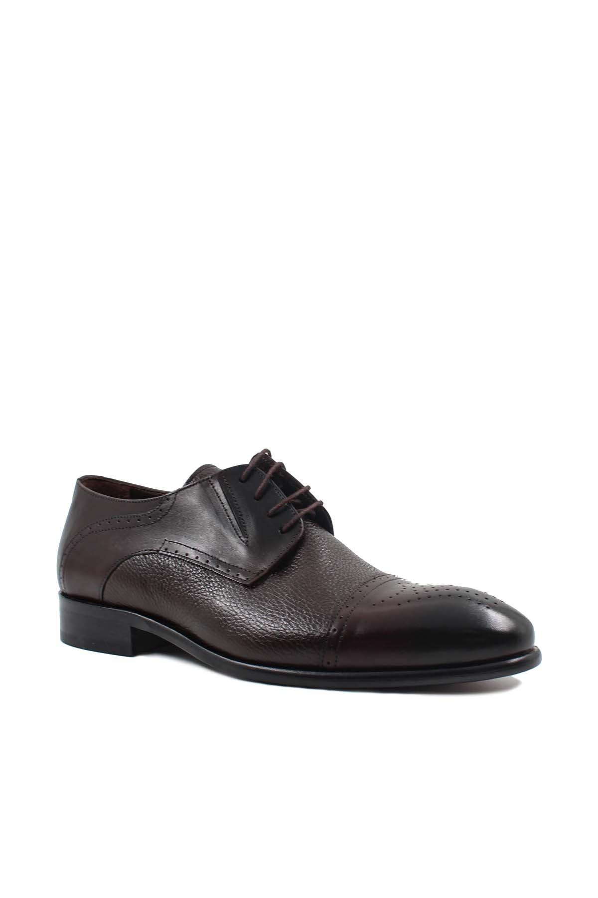 KOALA SYDNEY  Men's Brown Leather Oxford Shoes with Textured Finish and Brogue Detailing -
