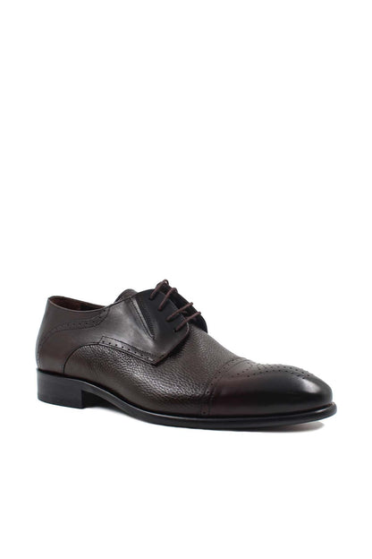KOALA SYDNEY  Men's Brown Leather Oxford Shoes with Textured Finish and Brogue Detailing -