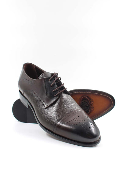 KOALA SYDNEY  Men's Brown Leather Oxford Shoes with Textured Finish and Brogue Detailing -