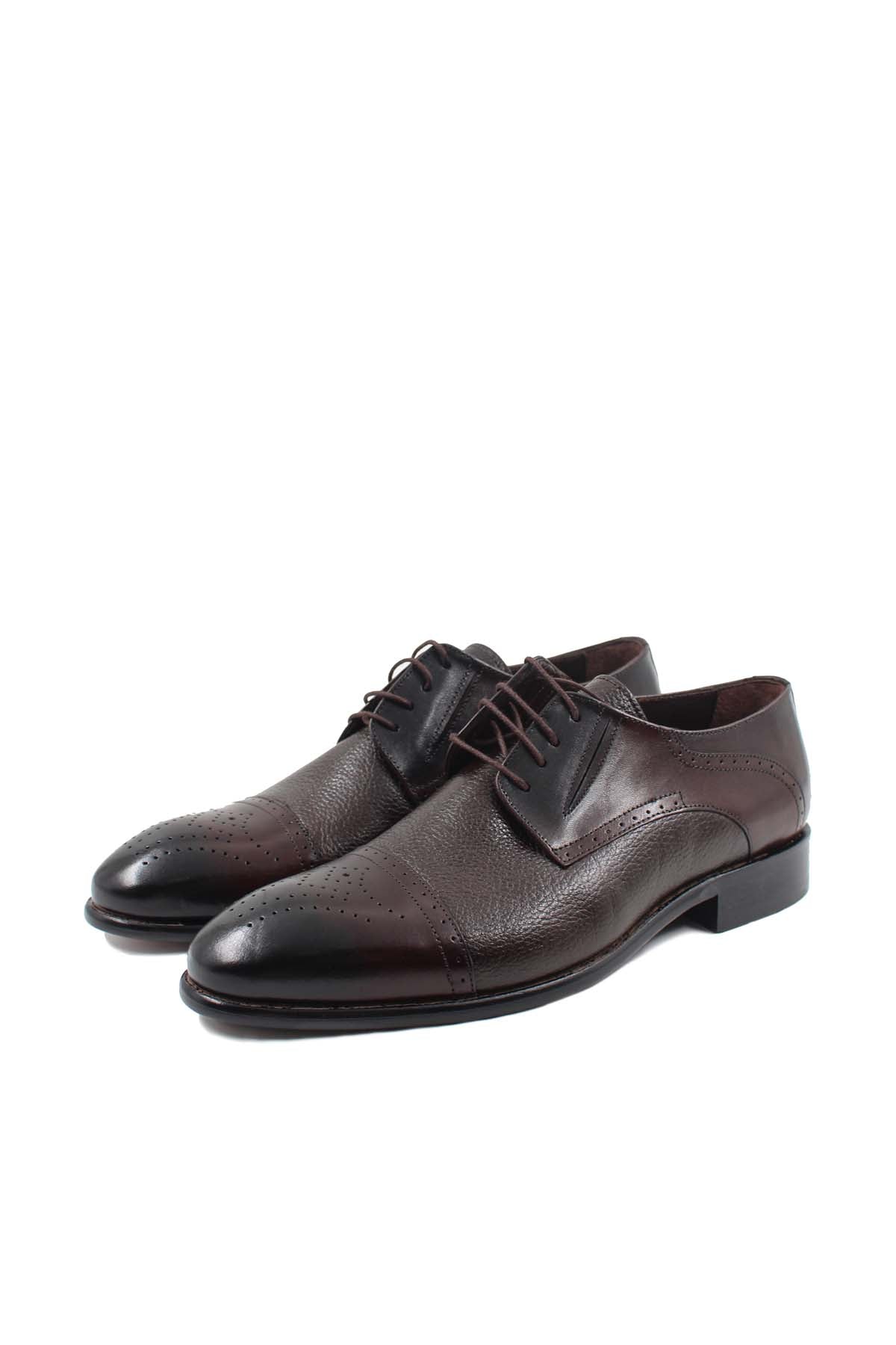 KOALA SYDNEY  Men's Brown Leather Oxford Shoes with Textured Finish and Brogue Detailing -