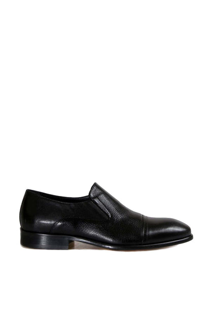 KOALA SYDNEY Men's Black Leather Slip-On Dress Shoes with Cap Toe