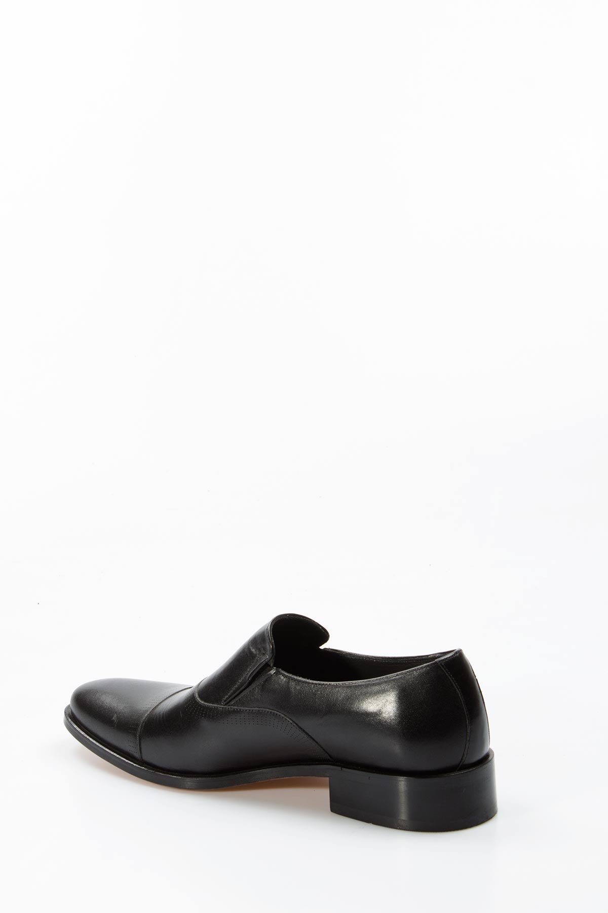 KOALA SYDNEY Men's Black Leather Slip-On Shoes with Cap Toe