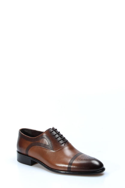 KOALA SYDNEY  Men's Classic Brown Leather Brogue Oxford Shoes with Perforated Detailing -