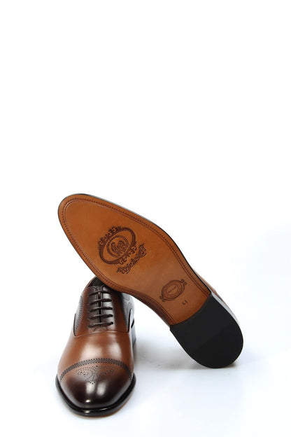 KOALA SYDNEY  Men's Classic Brown Leather Brogue Oxford Shoes with Perforated Detailing -