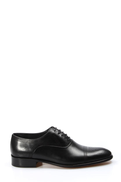 Men's Black Oxford Dress Shoes with Brogue Detailing - Wessi