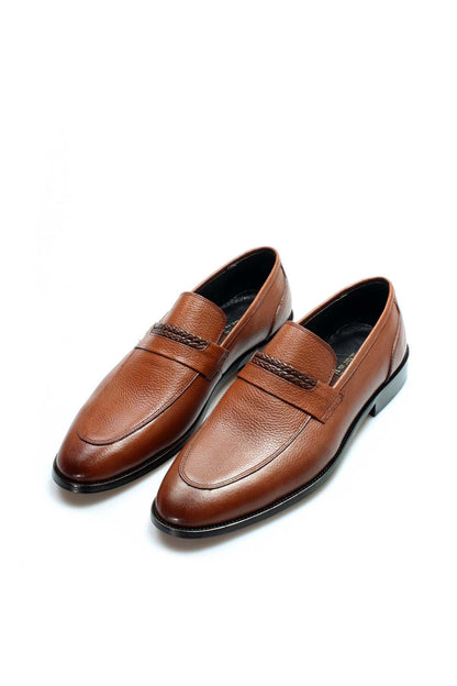 KOALA SYDNEY  Brown Textured Leather Loafers-Wessi