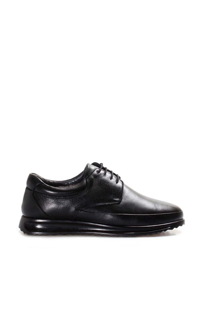 KOALA SYDNEY Men's Black Leather Lace-Up Shoes with Fur Lining