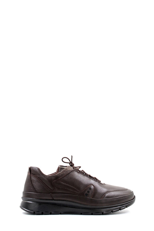 KOALA SYDNEY Men's Brown Leather Lace-Up Sneakers with Cushioned Sole and Minimalist Design