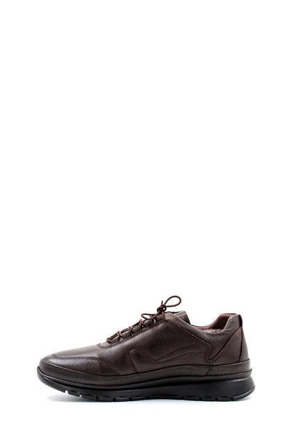 KOALA SYDNEY Men's Brown Leather Lace-Up Sneakers with Cushioned Sole and Minimalist Design