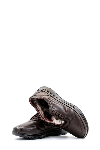 KOALA SYDNEY Men's Brown Leather Lace-Up Sneakers with Cushioned Sole and Minimalist Design