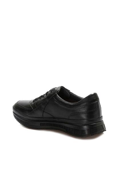 KOALA SYDNEY Men's Black Leather Sneakers with Cushioned Sole and Fur Lining