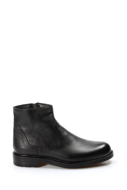 KOALA SYDNEY Men's Black Leather Ankle Boots with Side Zipper