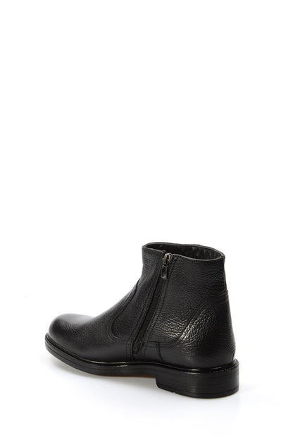 KOALA SYDNEY Men's Black Leather Ankle Boots with Side Zipper