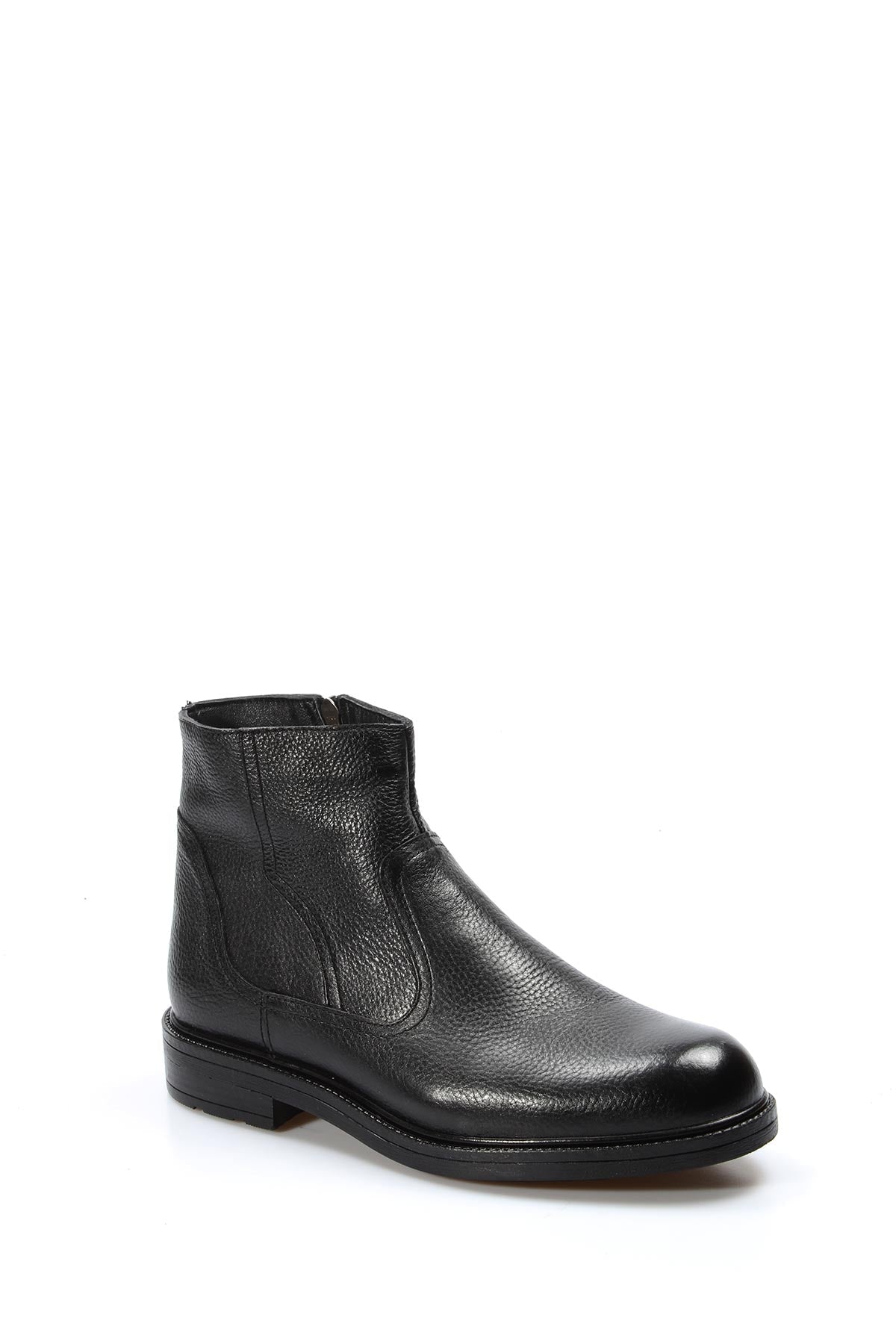 KOALA SYDNEY Men's Black Leather Ankle Boots with Side Zipper