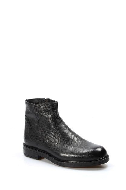 KOALA SYDNEY Men's Black Leather Ankle Boots with Side Zipper