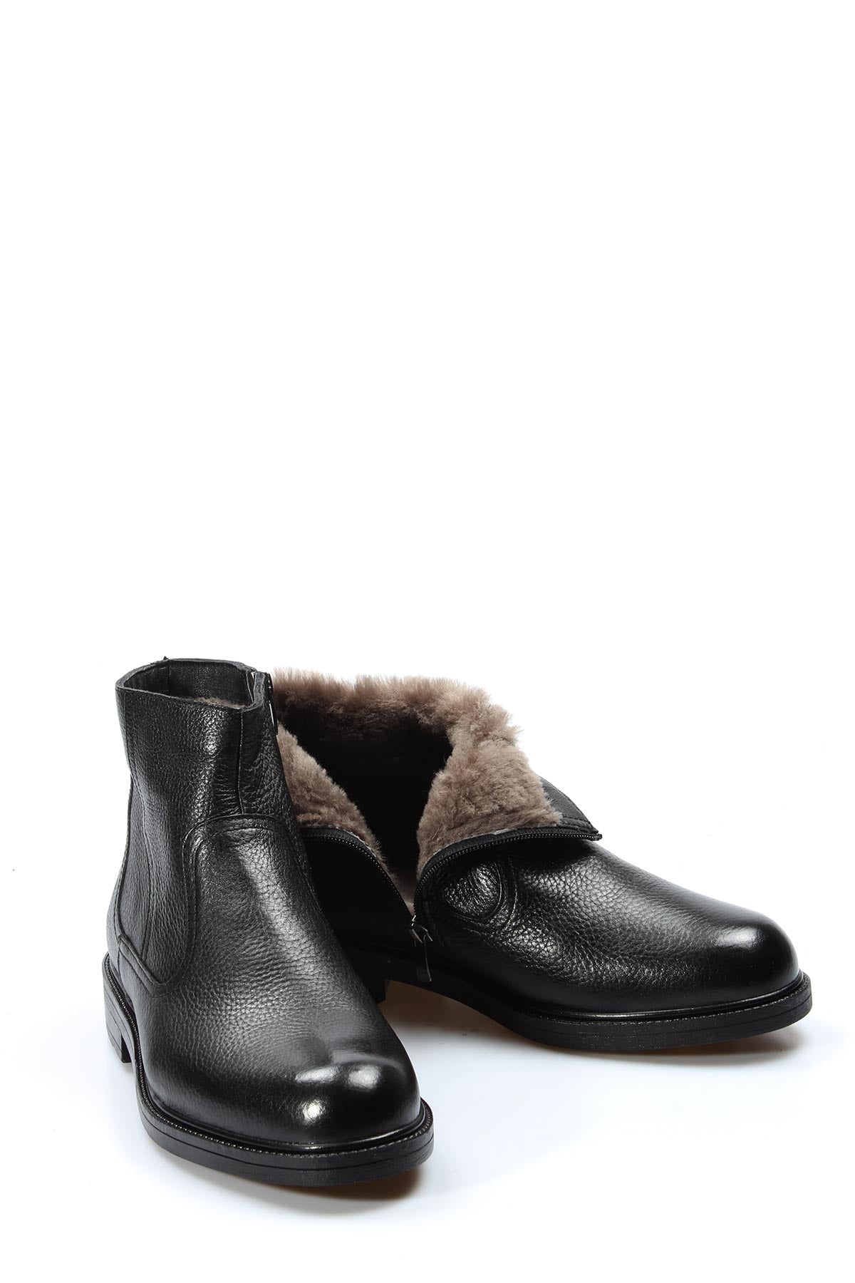 KOALA SYDNEY Men's Black Leather Ankle Boots with Side Zipper