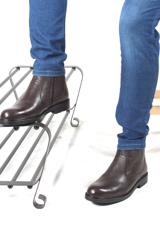 KOALA SYDNEY Men's Brown Leather Fur-Lined Boots
