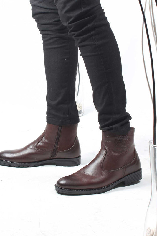 KOALA SYDNEY  Brown Leather Zippered Ankle Boots Wessi