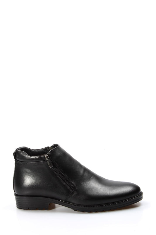 KOALA SYDNEY  Men's Black Leather Ankle Boots with Side Zipper