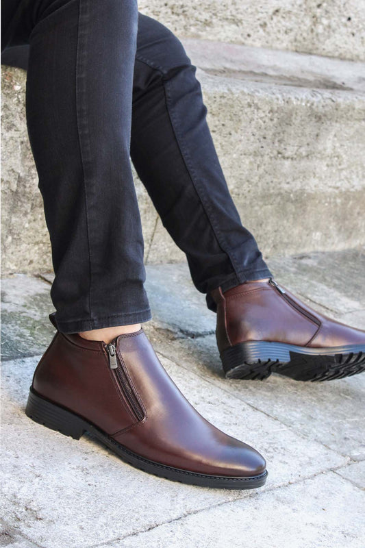 KOALA SYDNEY  Brown Leather Zipper Ankle Boots Wessi