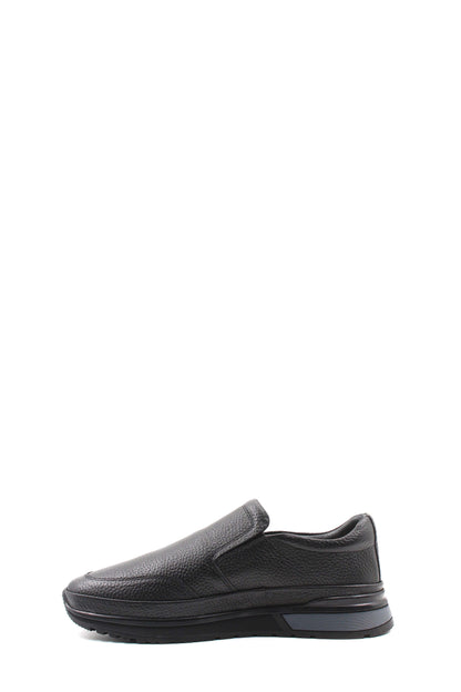 KOALA SYDNEY Men's Black Leather Slip-On Shoes with Fur Lining and Chunky Sole