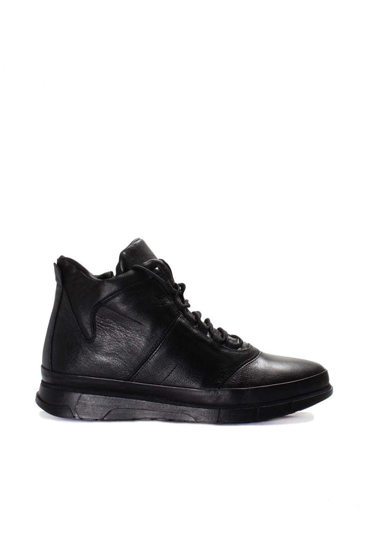 KOALA SYDNEY Men's Black Leather Boots with Fur Lining Lace-Up Durable Sole Wessi